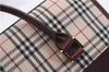 Authentic BURBERRY Nova Check Canvas Leather Hand Bag Purse Beige Red 6181D