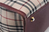 Authentic BURBERRY Nova Check Canvas Leather Hand Bag Purse Beige Red 6181D