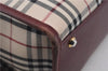 Authentic BURBERRY Nova Check Canvas Leather Hand Bag Purse Beige Red 6181D