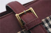 Authentic BURBERRY Nova Check Canvas Leather Hand Bag Purse Beige Red 6181D