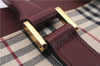 Authentic BURBERRY Nova Check Canvas Leather Hand Bag Purse Beige Red 6181D