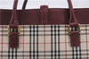 Authentic BURBERRY Nova Check Canvas Leather Hand Bag Purse Beige Red 6181D