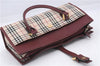 Authentic BURBERRY Nova Check Canvas Leather Hand Bag Purse Beige Red 6181D
