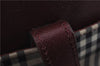 Authentic BURBERRY Nova Check Canvas Leather Hand Bag Purse Beige Red 6181D
