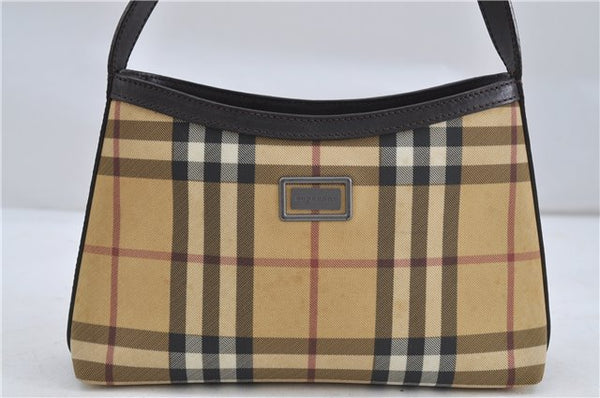Authentic BURBERRY Nova Check Shoulder Hand Bag Purse PVC Leather Beige 6182D
