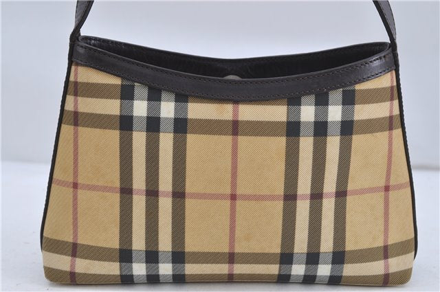 Authentic BURBERRY Nova Check Shoulder Hand Bag Purse PVC Leather Beige 6182D