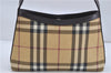Authentic BURBERRY Nova Check Shoulder Hand Bag Purse PVC Leather Beige 6182D