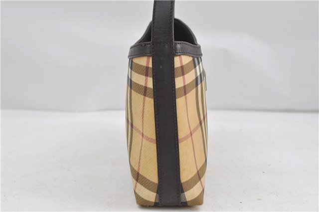 Authentic BURBERRY Nova Check Shoulder Hand Bag Purse PVC Leather Beige 6182D