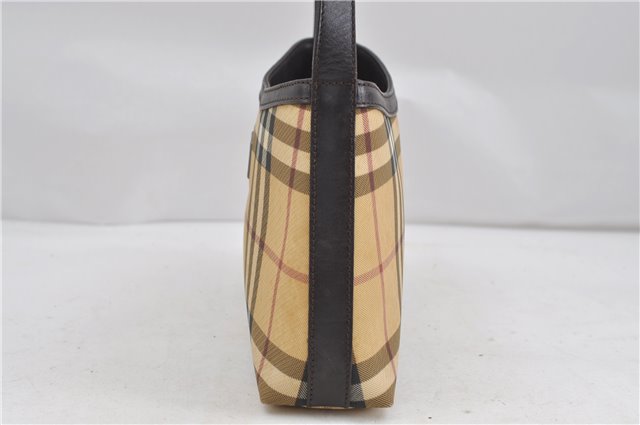 Authentic BURBERRY Nova Check Shoulder Hand Bag Purse PVC Leather Beige 6182D