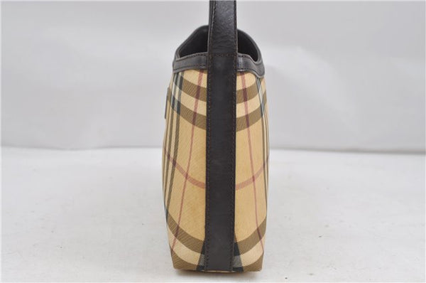 Authentic BURBERRY Nova Check Shoulder Hand Bag Purse PVC Leather Beige 6182D