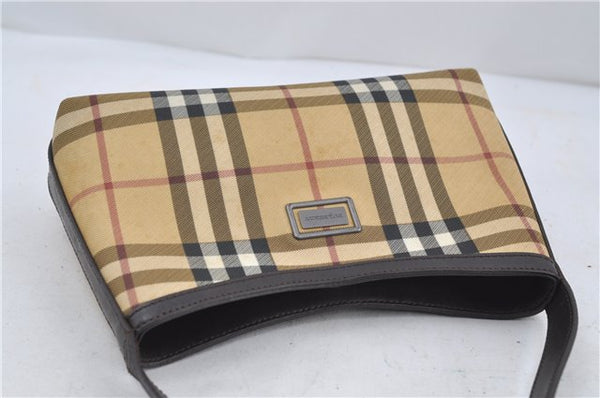 Authentic BURBERRY Nova Check Shoulder Hand Bag Purse PVC Leather Beige 6182D