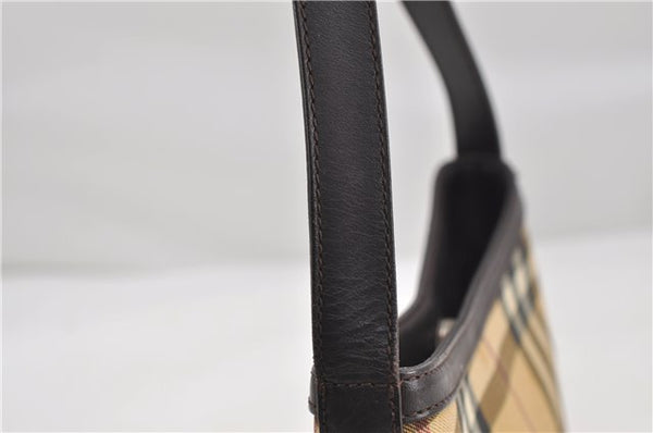 Authentic BURBERRY Nova Check Shoulder Hand Bag Purse PVC Leather Beige 6182D