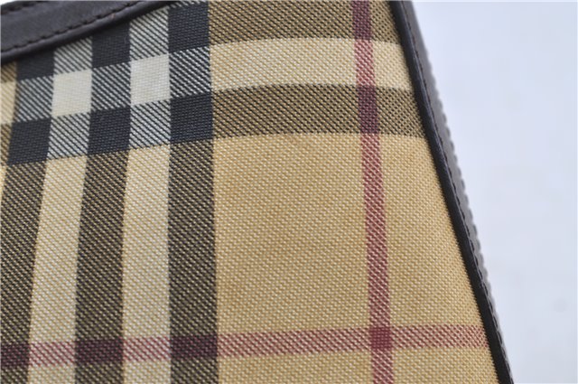 Authentic BURBERRY Nova Check Shoulder Hand Bag Purse PVC Leather Beige 6182D