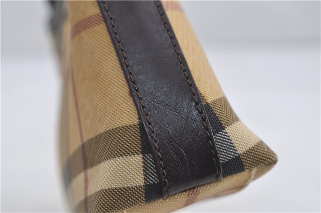 Authentic BURBERRY Nova Check Shoulder Hand Bag Purse PVC Leather Beige 6182D