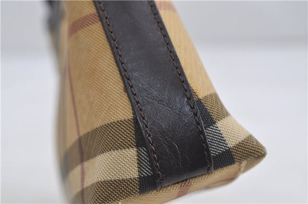 Authentic BURBERRY Nova Check Shoulder Hand Bag Purse PVC Leather Beige 6182D