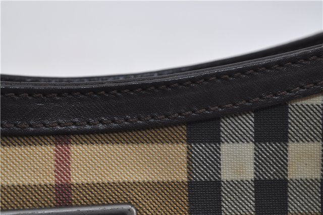 Authentic BURBERRY Nova Check Shoulder Hand Bag Purse PVC Leather Beige 6182D