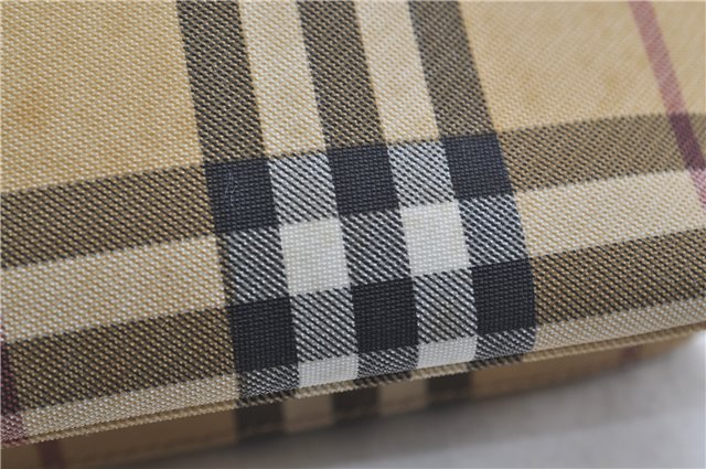 Authentic BURBERRY Nova Check Shoulder Hand Bag Purse PVC Leather Beige 6182D