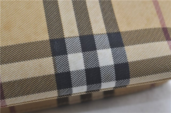 Authentic BURBERRY Nova Check Shoulder Hand Bag Purse PVC Leather Beige 6182D