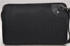 Authentic BURBERRY Vintage Canvas Leather Clutch Hand Bag Purse Black 6185D