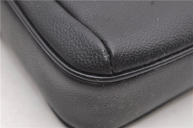 Authentic Burberrys Vintage Leather Clutch Hand Bag Purse Black 6187D