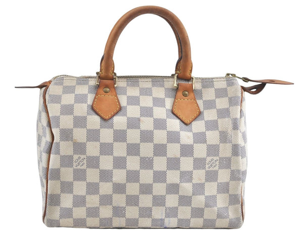 Authentic Louis Vuitton Damier Azur Speedy25 Hand Boston Bag N41534 LV 6188B