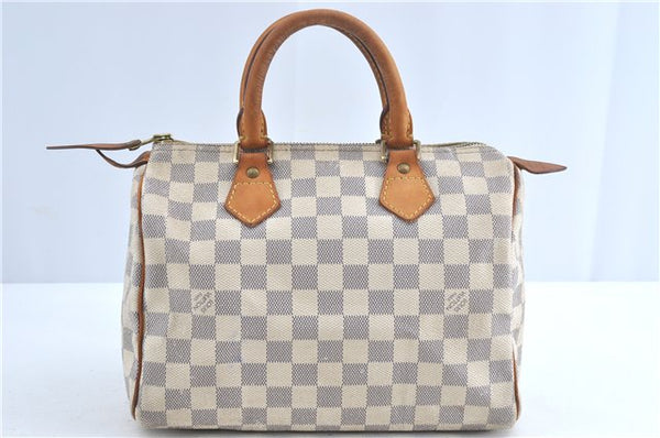 Authentic Louis Vuitton Damier Azur Speedy25 Hand Boston Bag N41534 LV 6188B