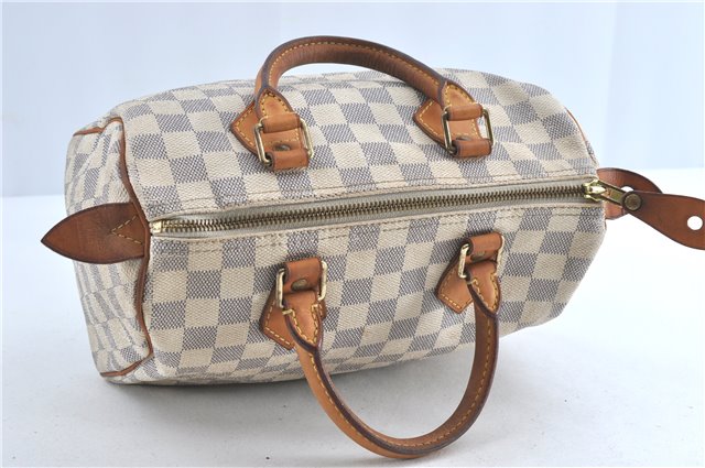 Authentic Louis Vuitton Damier Azur Speedy25 Hand Boston Bag N41534 LV 6188B
