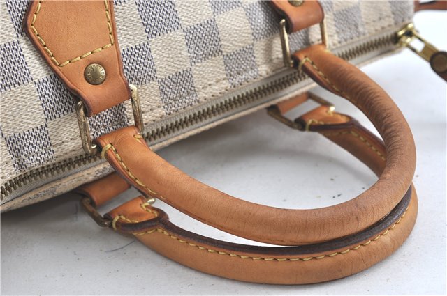 Authentic Louis Vuitton Damier Azur Speedy25 Hand Boston Bag N41534 LV 6188B