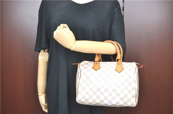 Authentic Louis Vuitton Damier Azur Speedy25 Hand Boston Bag N41534 LV 6188B