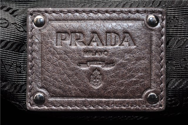 Authentic PRADA Vit Daino Leather Shoulder Bag Purse BL0557 Gray 6189C