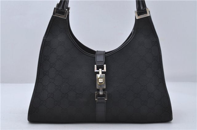 Authentic GUCCI Jackie Shoulder Hand Bag GG Canvas Leather 0021067 Black 6191D