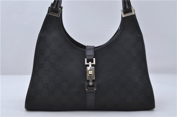 Authentic GUCCI Jackie Shoulder Hand Bag GG Canvas Leather 0021067 Black 6191D