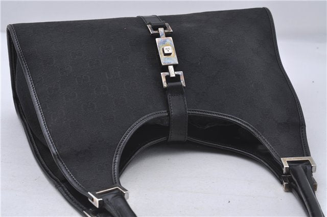 Authentic GUCCI Jackie Shoulder Hand Bag GG Canvas Leather 0021067 Black 6191D