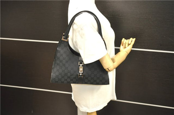 Authentic GUCCI Jackie Shoulder Hand Bag GG Canvas Leather 0021067 Black 6191D