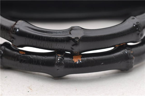 Authentic GUCCI Bamboo 2way Hand Shoulder Bag Nylon Leather Black 6192D