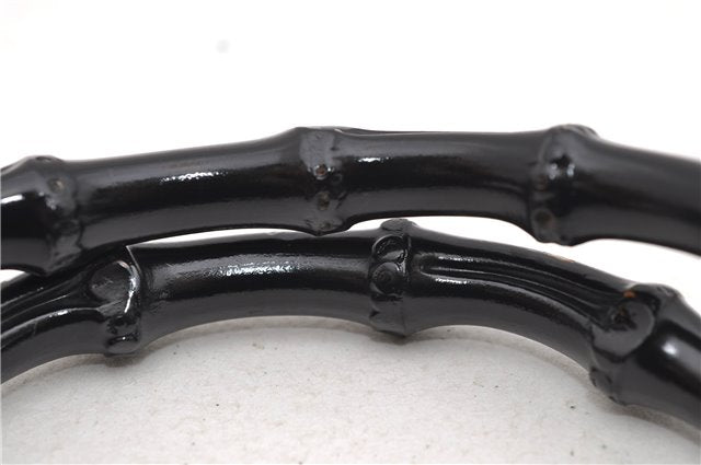 Authentic GUCCI Bamboo 2way Hand Shoulder Bag Nylon Leather Black 6192D