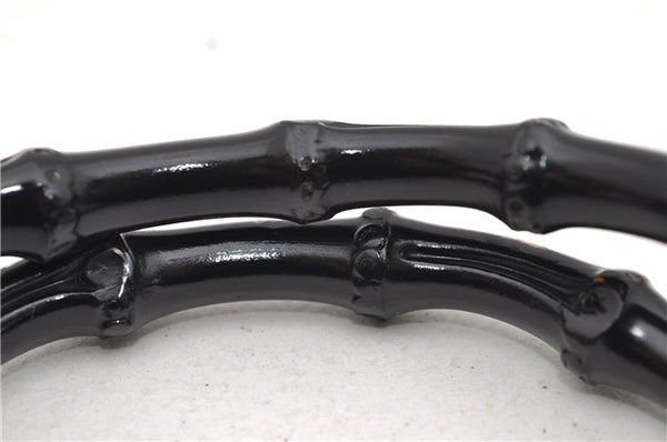 Authentic GUCCI Bamboo 2way Hand Shoulder Bag Nylon Leather Black 6192D