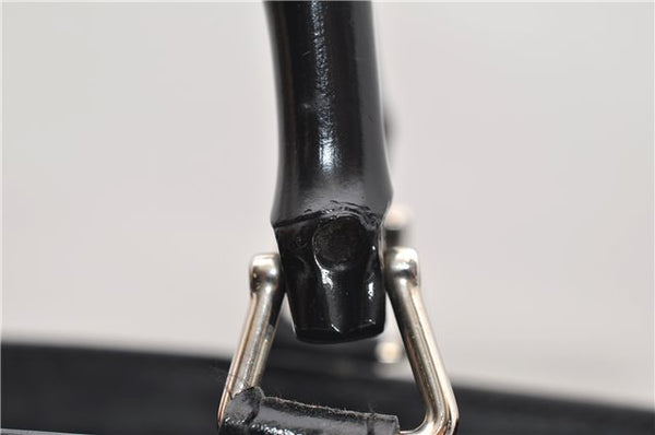 Authentic GUCCI Bamboo 2way Hand Shoulder Bag Nylon Leather Black 6192D