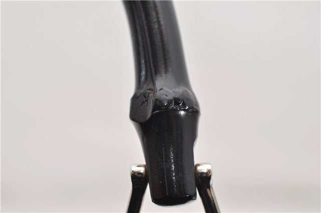 Authentic GUCCI Bamboo 2way Hand Shoulder Bag Nylon Leather Black 6192D