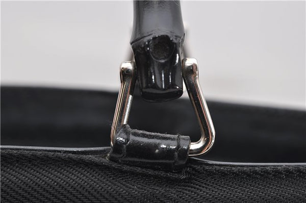 Authentic GUCCI Bamboo 2way Hand Shoulder Bag Nylon Leather Black 6192D