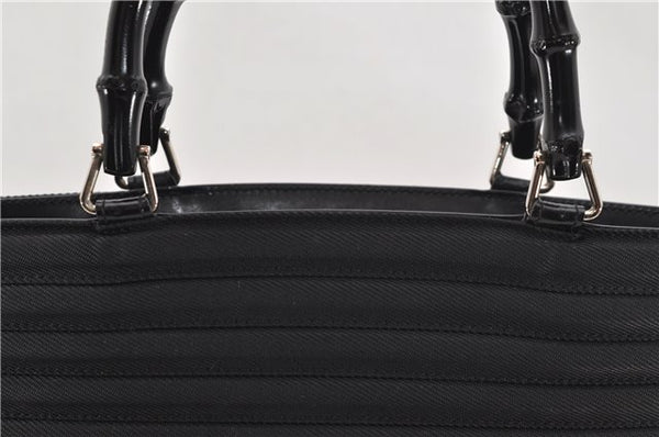 Authentic GUCCI Bamboo 2way Hand Shoulder Bag Nylon Leather Black 6192D