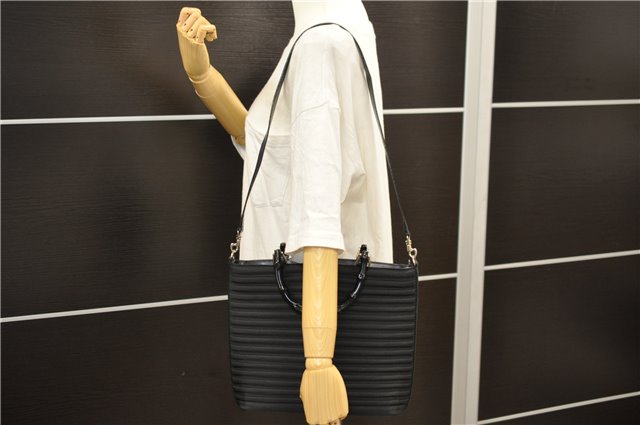 Authentic GUCCI Bamboo 2way Hand Shoulder Bag Nylon Leather Black 6192D