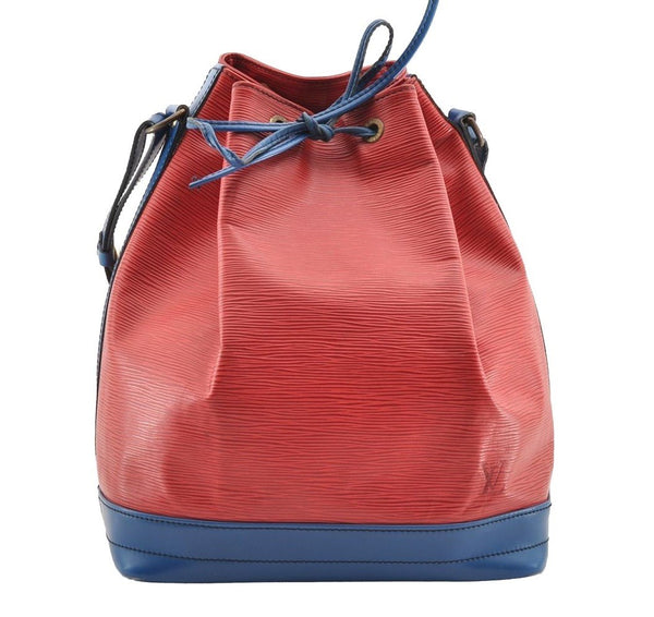 Authentic Louis Vuitton Epi Noe Bi-color Red x Blue M44084 Drawstring Bag 6192I