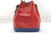 Authentic Louis Vuitton Epi Noe Bi-color Red x Blue M44084 Drawstring Bag 6192I