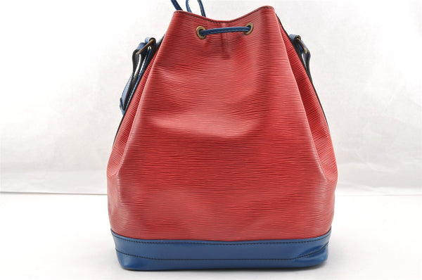 Authentic Louis Vuitton Epi Noe Bi-color Red x Blue M44084 Drawstring Bag 6192I