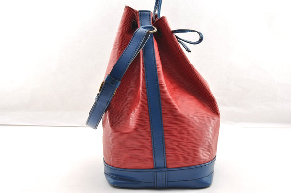 Authentic Louis Vuitton Epi Noe Bi-color Red x Blue M44084 Drawstring Bag 6192I