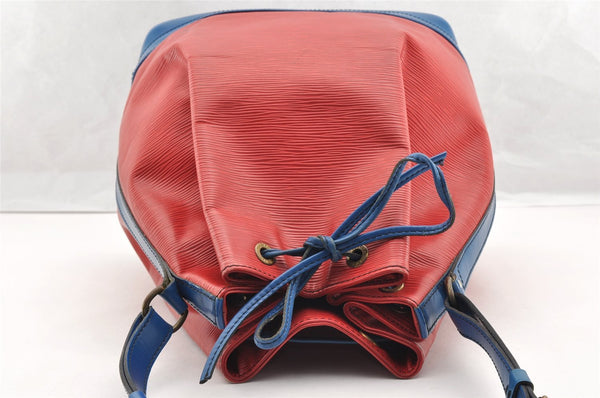 Authentic Louis Vuitton Epi Noe Bi-color Red x Blue M44084 Drawstring Bag 6192I