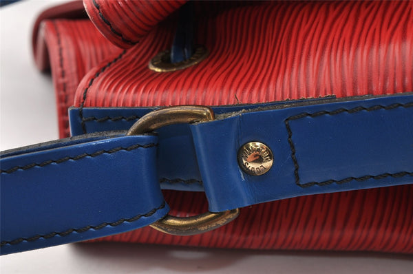 Authentic Louis Vuitton Epi Noe Bi-color Red x Blue M44084 Drawstring Bag 6192I