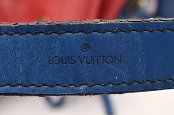Authentic Louis Vuitton Epi Noe Bi-color Red x Blue M44084 Drawstring Bag 6192I