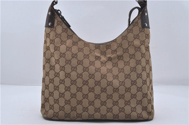 Authentic GUCCI Shoulder Bag Purse GG Canvas Leather 115003 Brown 6194D
